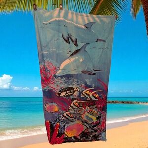 Aceca Inc. Ocean-Themed Beach Towel with Dolphins (EUC)